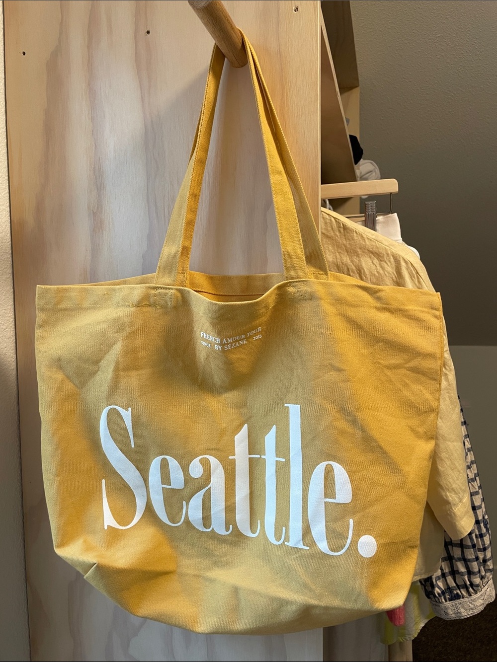 Sézane Paris Seattle mustard yellow tote